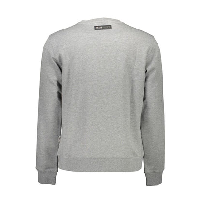 Back view of Plein Sport Gray Cotton Men Sweater with logo