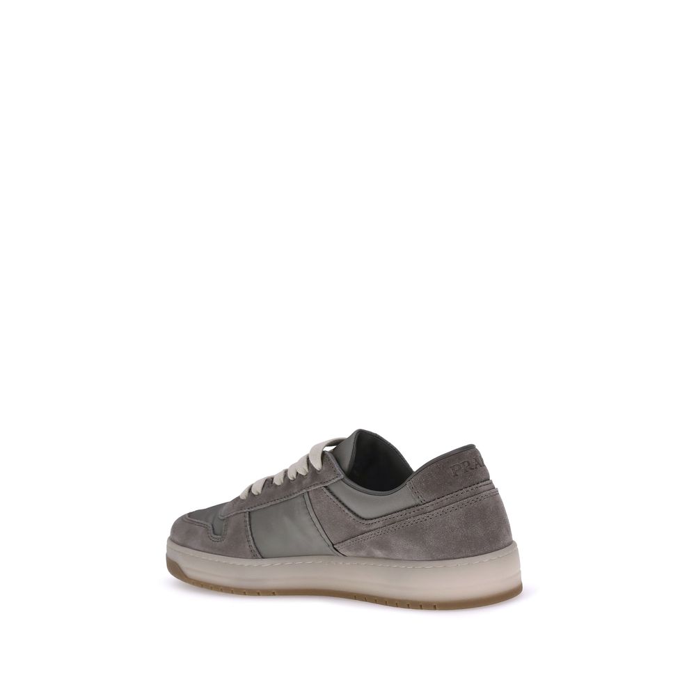 Prada Gray Calf Leather Bos Taurus Low Top Sneakers elegant suede view