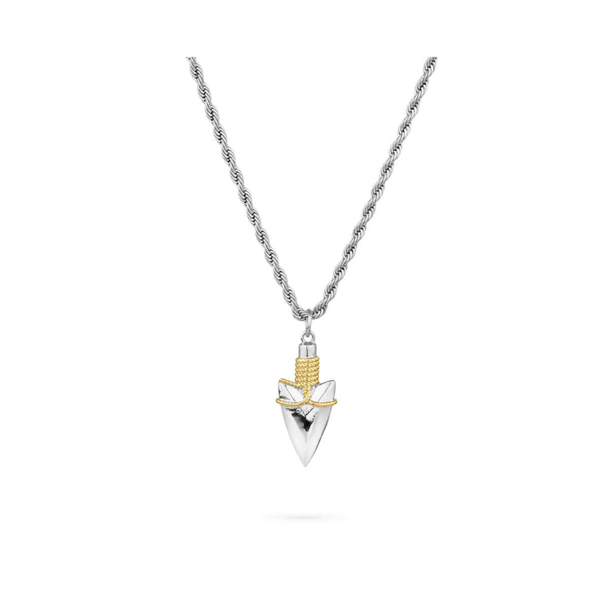 RADIANT JEWELS JEWELRY Mod. RH000204 necklace with silver and gold arrowhead pendant on white background