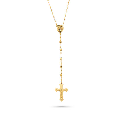 Elegant gold necklace with cross pendant, representing RADIANT JEWELS JEWELRY Mod. RH000319, featuring intricate detailing.