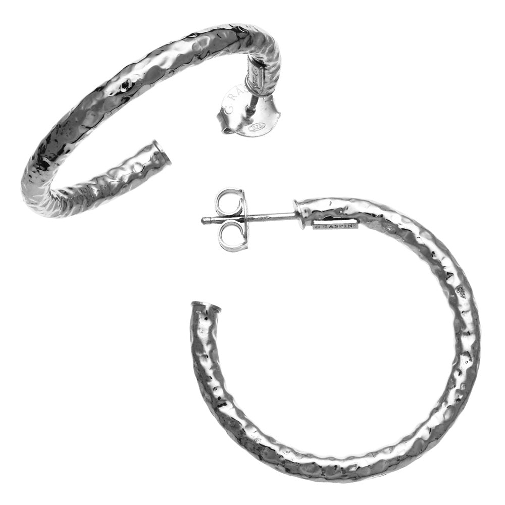 RASPINI GIOIELLI MOD. 10581 silver textured hoop earrings, elegant and stylish design