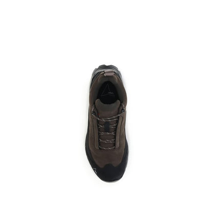 ROA Brown Calf Leather Bos Taurus Athletic Sneakers, top view showing lace-up detail and durable design for challenging terrains.