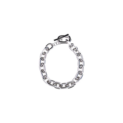 Rabanne Silver Aluminum Necklace with bold oversized XL links and adjustable clasp, perfect for statement and sophisticated looks.