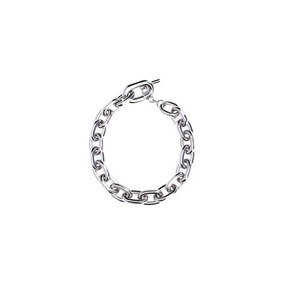 Rabanne Silver Aluminum Necklace with adjustable clasp and oversized XL links, ideal for bold contemporary styling and sophisticated looks.