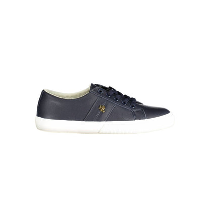 Ralph Lauren Blue Leather Women Sneaker with subtle logo, crafted for elegance and comfort, ideal for the fashion-forward athlete.