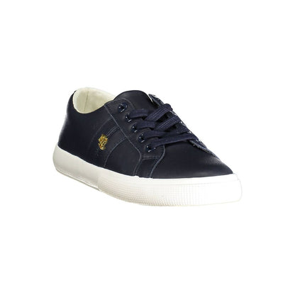 Ralph Lauren Blue Leather Women Sneaker with sleek design and iconic logo, perfect for style and comfort in athletic or casual wear.