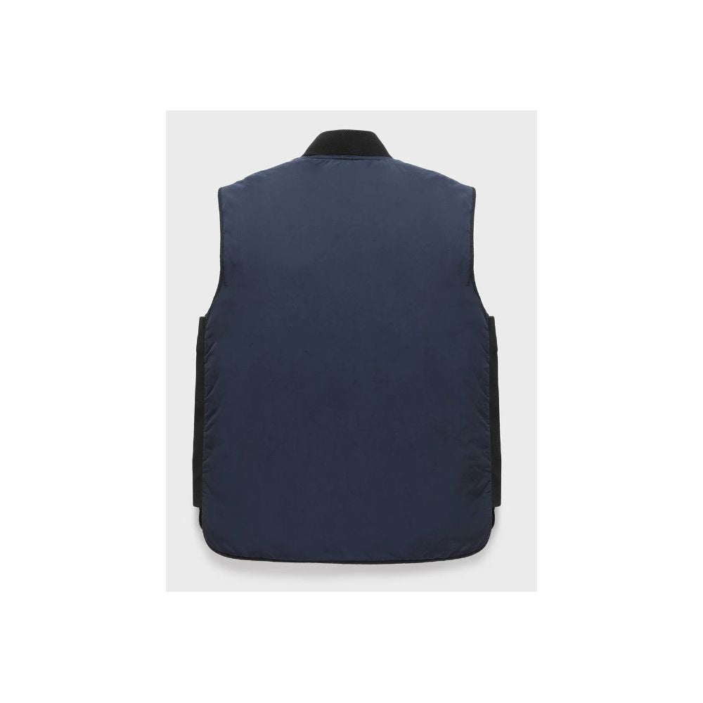 Refrigiwear Blue Polyamide Men Vest - back view highlighting the breathable and sleek design, featuring convenient pockets and modern style.