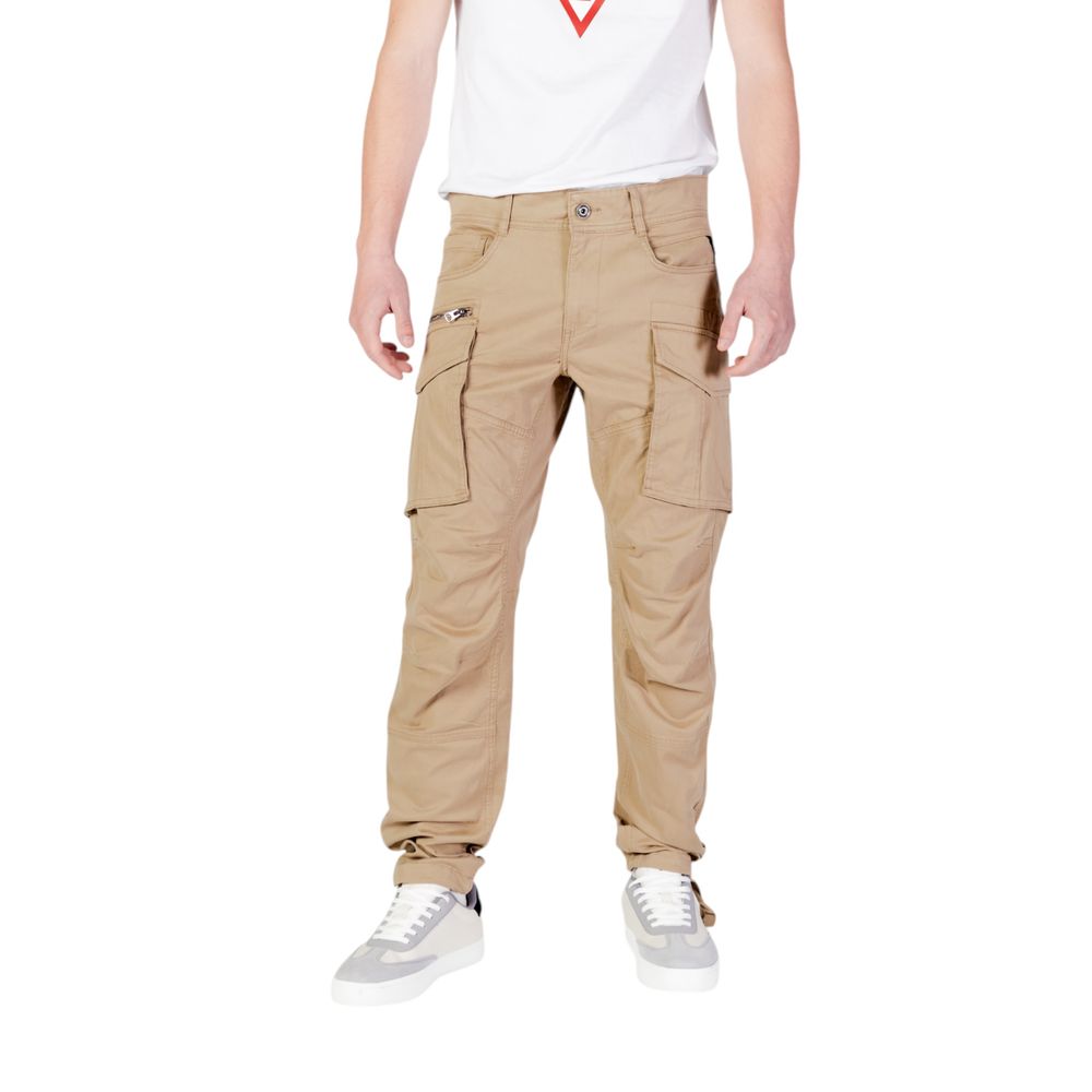 Replay Beige Cotton Relaxed Fit Jean with cargo pockets, men's fashion, high-quality 98% cotton, casual wear, front view