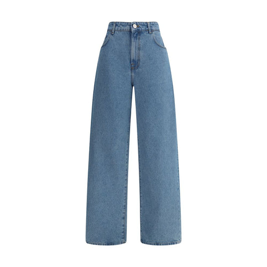 Rohe Blue Cotton Relaxed Fit Jeans with baggy cut, five-pocket design, and versatile style, ideal for casual wear.
