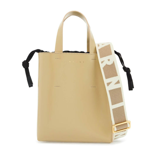 Marni beige leather shopping bag with short handles and shoulder strap Shopper Marni Tan