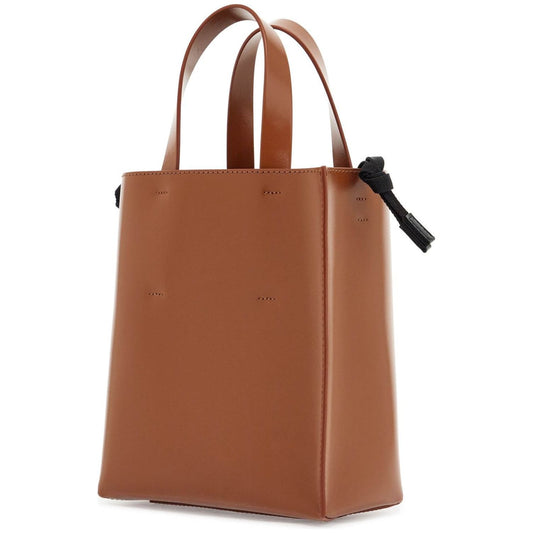 Marni brown calf leather shopping bag with minimalist design and shoulder strap Shopper Marni Sienna
