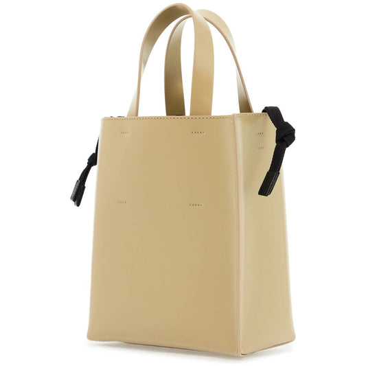 Marni beige leather shopping bag with short handles and shoulder strap Shopper Marni Tan