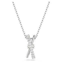Elegant Swarovski crystal necklace featuring a unique cross formation on a silver chain, suitable for various occasions and styles.