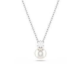 Elegant SWAROVSKI Mod. 5693897 pendant necklace from the Matrix Collection with a white crystal pearl on a delicate chain.
