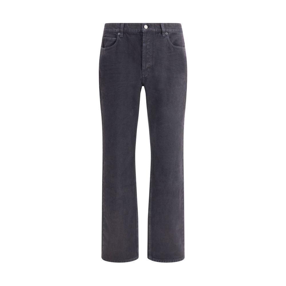 Saint Laurent Black Cotton Straight-Leg Jeans with five-pocket design and regular fit, ideal for casual and sophisticated styles.