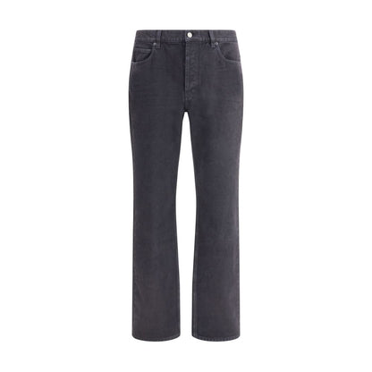 Saint Laurent Black Cotton Straight-Leg Jeans with five-pocket design and regular fit, ideal for casual and sophisticated styles.