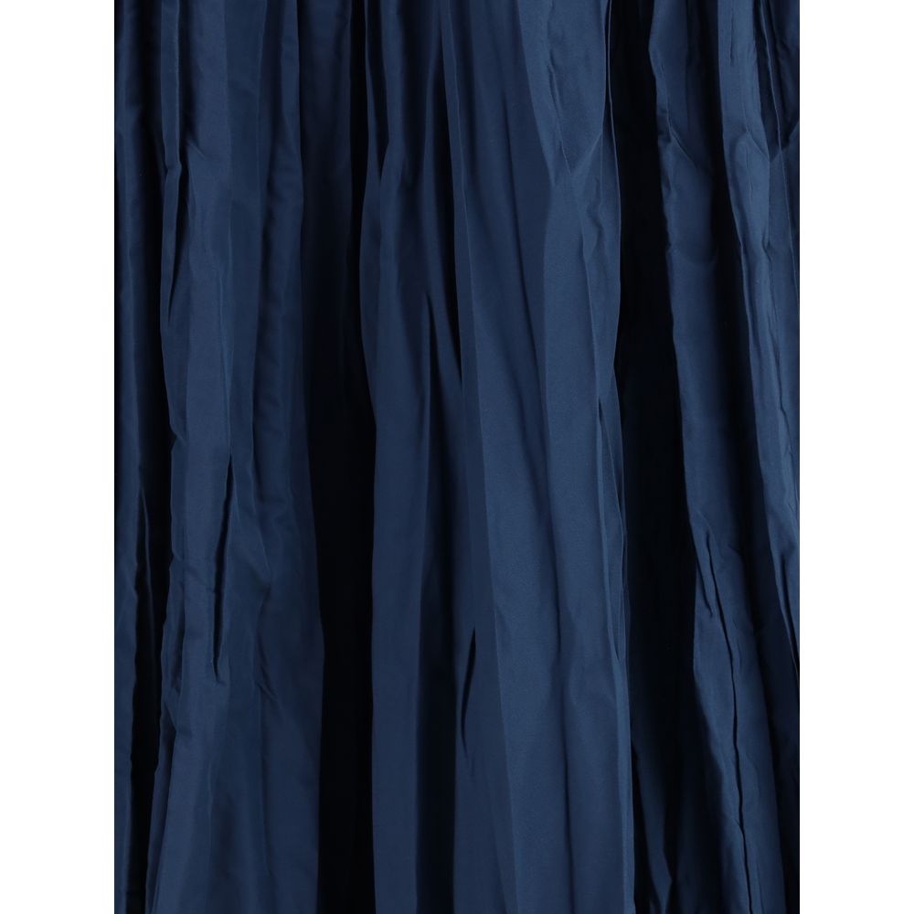 Sara Roka Blue Polyester Midi Skirt