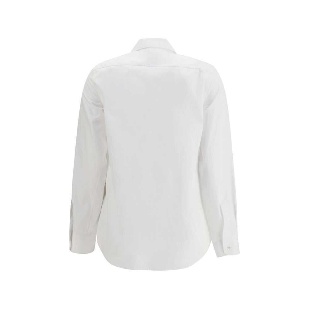 Back view of Sara Roka White Cotton Dress Shirt with elegant collar and structured silhouette.