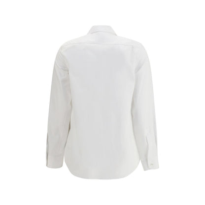 Back view of Sara Roka White Cotton Dress Shirt with elegant collar and structured silhouette.