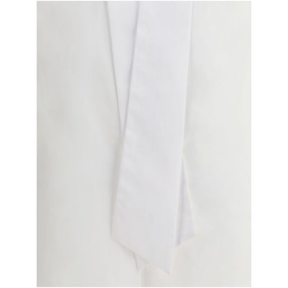 Sara Roka White Cotton Dress Shirt with tie collar detail for versatile styling