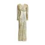 Self-Portrait Gold thread long Dress
