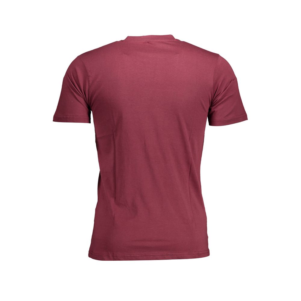 Back view of Sergio Tacchini Purple Cotton Men T-Shirt showcasing short sleeves and premium fabric for casual style.