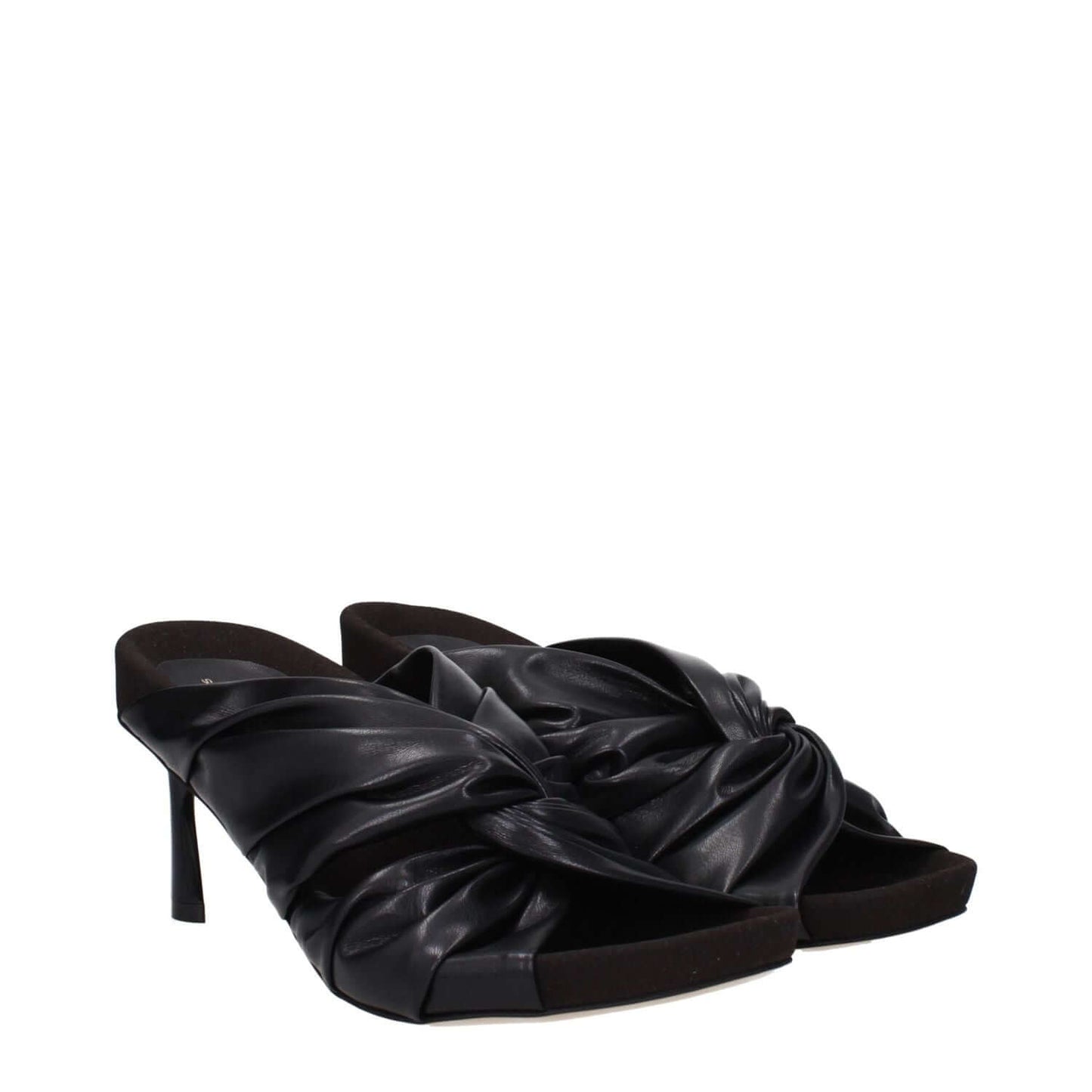 Stella McCartney Black Leather Stiletto Heel Sandals