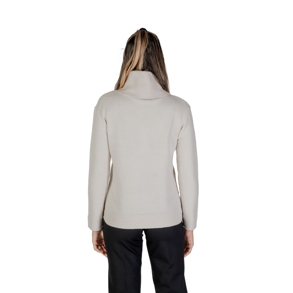 Back view of Street One Cream Viscose Turtleneck with high neck and long sleeves.
