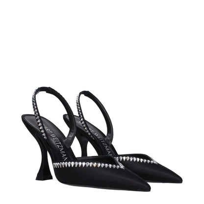 Stuart Weitzman Black Satin Stiletto Heel Sandals