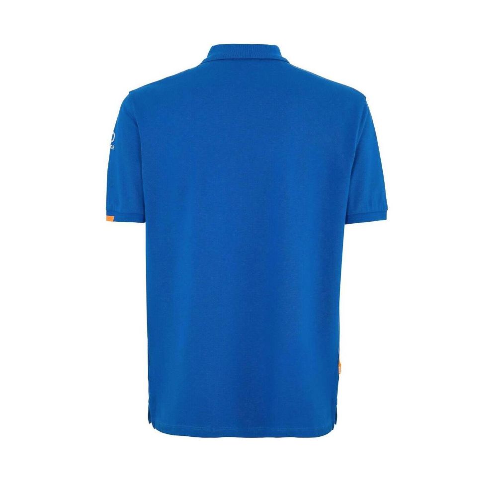 Suns Blue Cotton Polo Shirt with ribbed collar and logo on left sleeve, featuring front button closure.