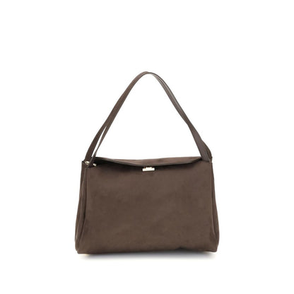 THEMOIRè Brown Other Fibres Shoulder Bag with adjustable strap and magnetic closure, AW25 collection, perfect versatile accessory.