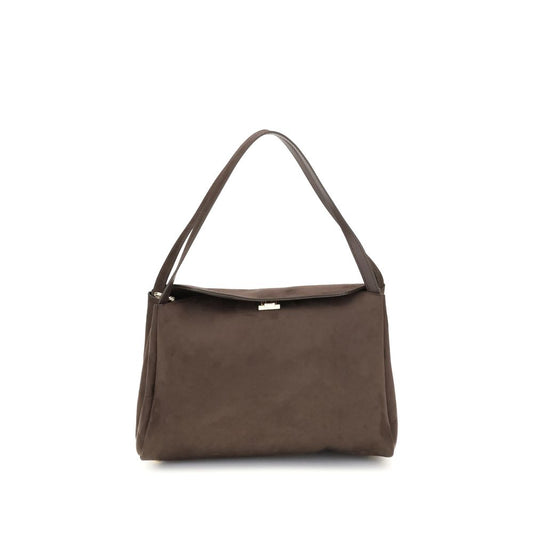 THEMOIRè Brown Other Fibres Shoulder Bag with adjustable strap and magnetic closure, AW25 collection, perfect versatile accessory.