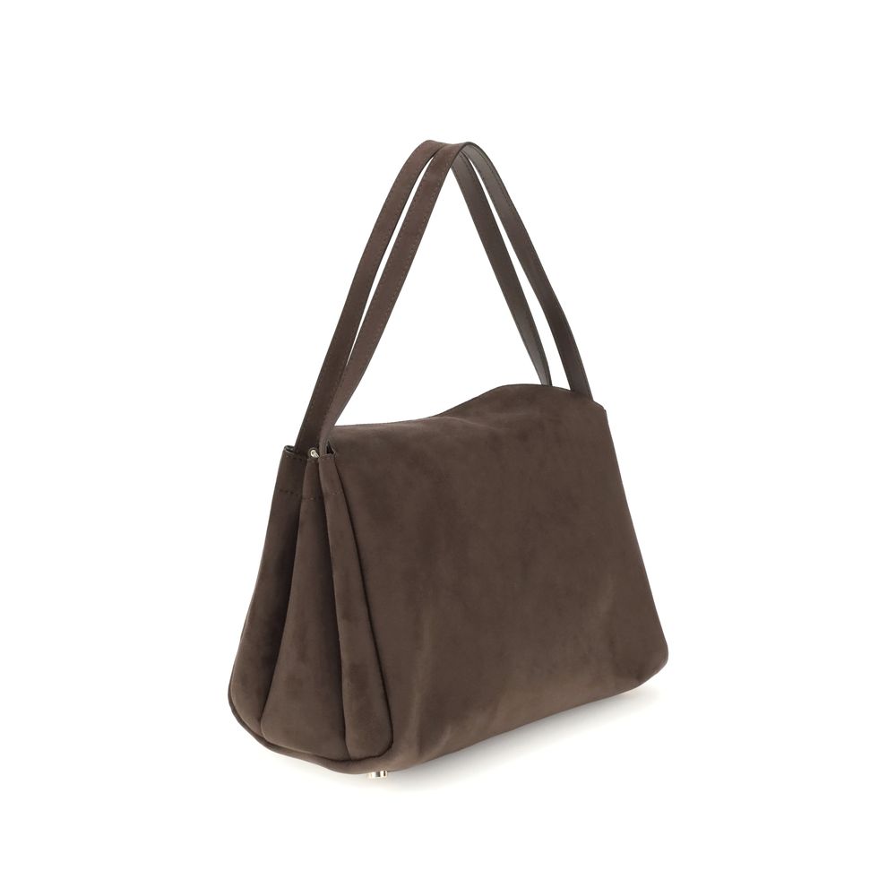 THEMOIRè Brown Other Fibres Shoulder Bag with flat handles and removable strap, contemporary design for everyday style.