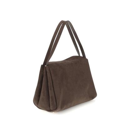 THEMOIRè Brown Other Fibres Shoulder Bag with flat handles and removable strap, contemporary design for everyday style.