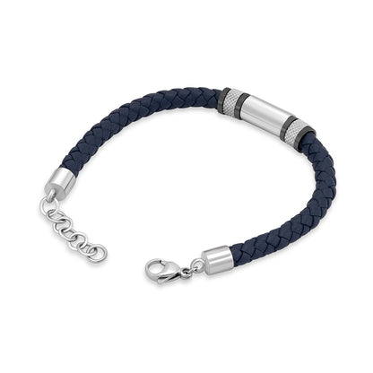 TIMBERLAND JEWELS JEWELRY Mod. TDAGB0003202 stylish bracelet with navy braided band and sleek silver clasp.