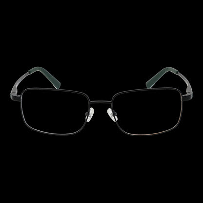 TIMBERLAND MOD. TB1784 56002 gent eyeglasses, black rectangular frames with green temple tips, modern design for men