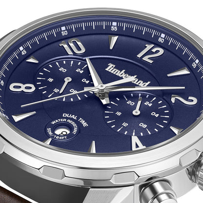 Close-up of TIMBERLAND WATCHES Mod. TDWGF0082903, featuring a detailed analog display and dual time function.