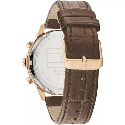TOMMY HILFIGER Mod. 1710526 wristwatch for men, quartz movement, analog display, brown leather bracelet, water resistant up to 5 ATM.