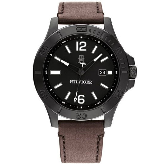 TOMMY HILFIGER Mod. 1710530 gent's watch with quartz movement, black dial, water resistant 5 ATM, mineral glass, 46mm case in official box.
