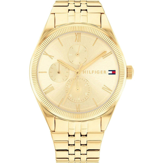 TOMMY HILFIGER Mod. 1782592 ladies quartz analog watch with gold bracelet, 38mm mineral dial, water resistant 3 ATM.