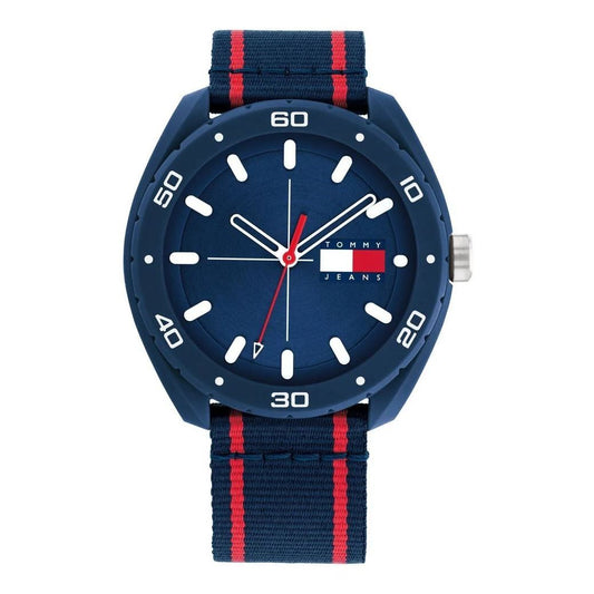 TOMMY HILFIGER Mod. 1792069 unisex quartz watch, blue nylon strap, 44mm case, mineral dial, water-resistant 3 ATM, in official packaging.