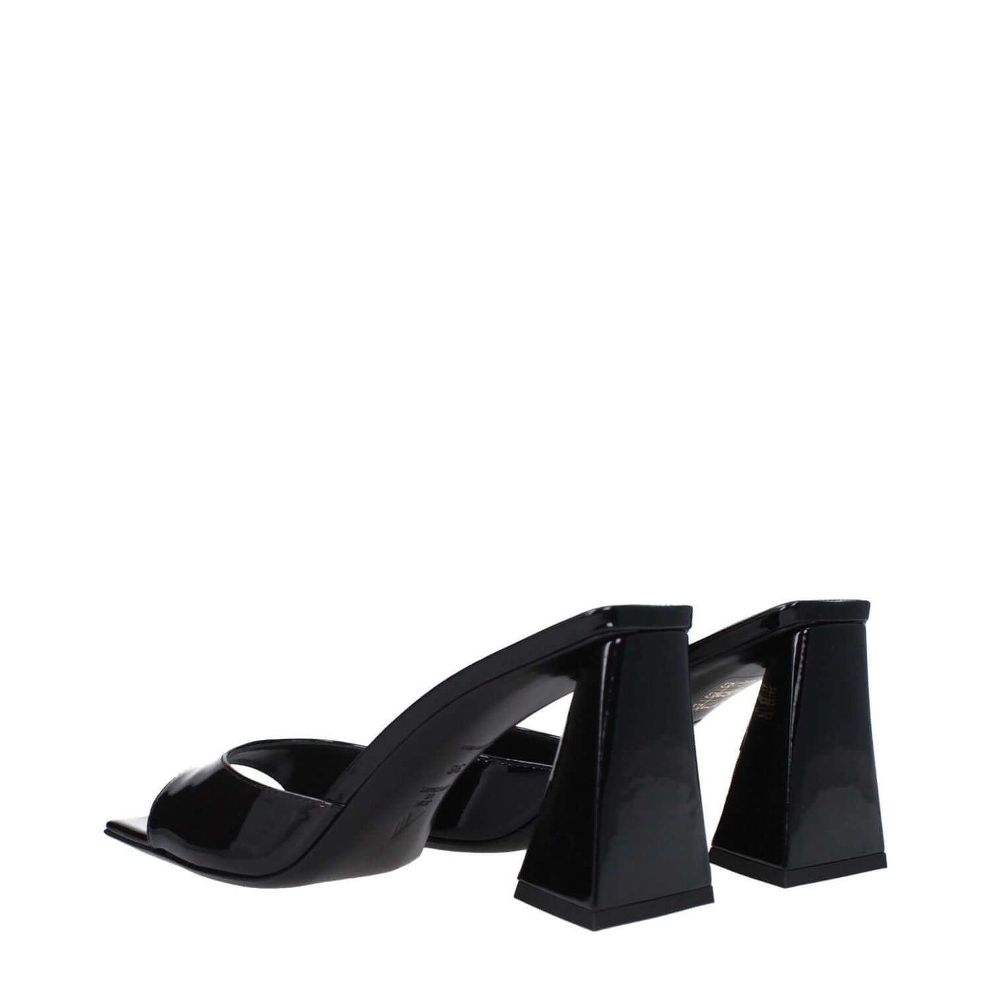 The Attico Black Leather Stiletto Heel Sandals