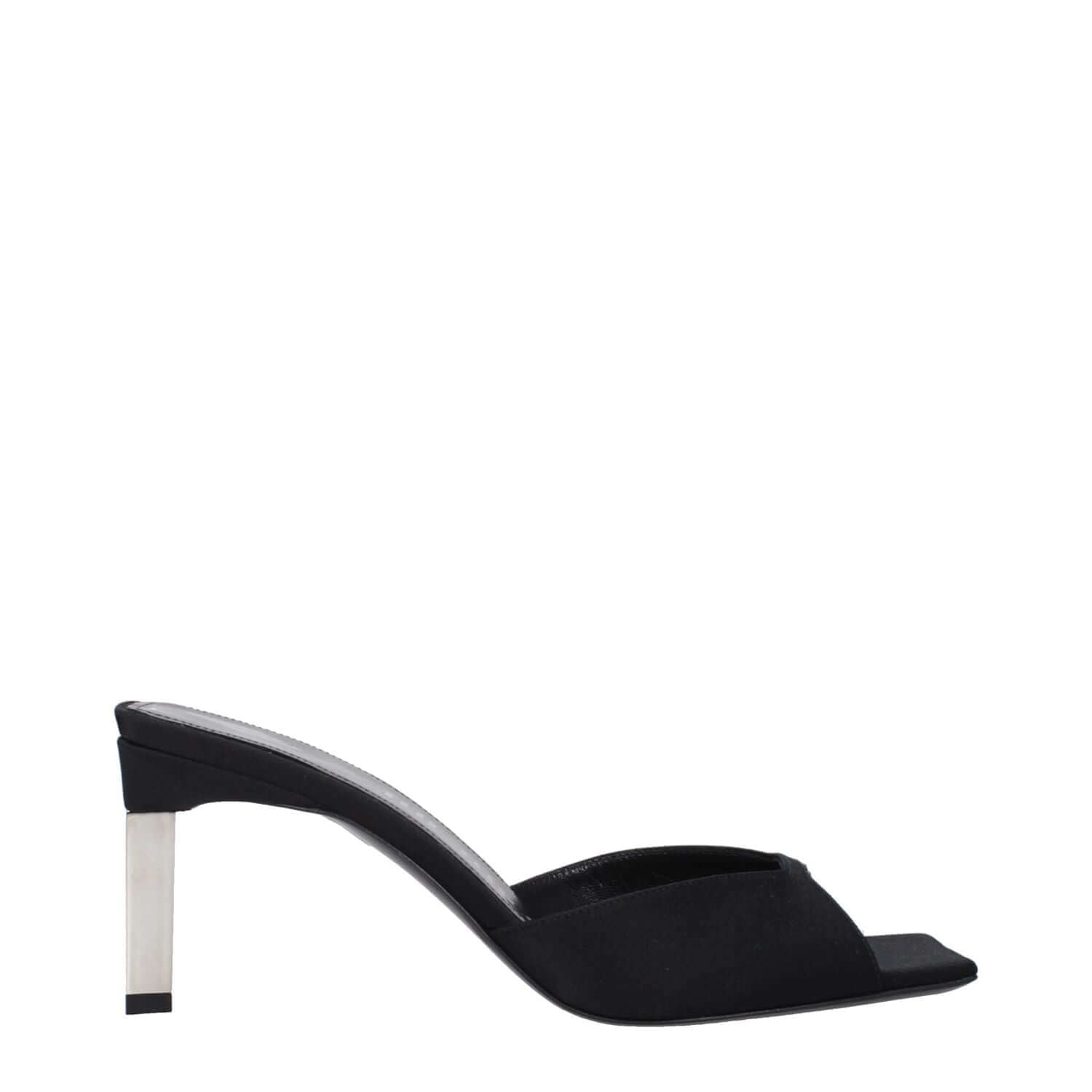 The Attico Black Satin Stiletto Heel Sandals