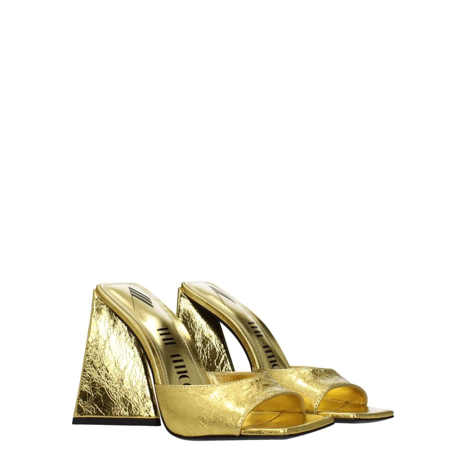 The Attico Gold Leather Platform Sandals