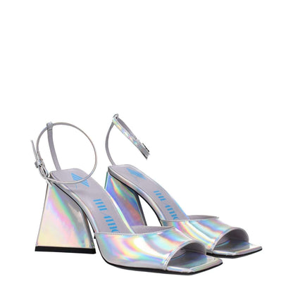 The Attico Gray Leather Platform Sandals