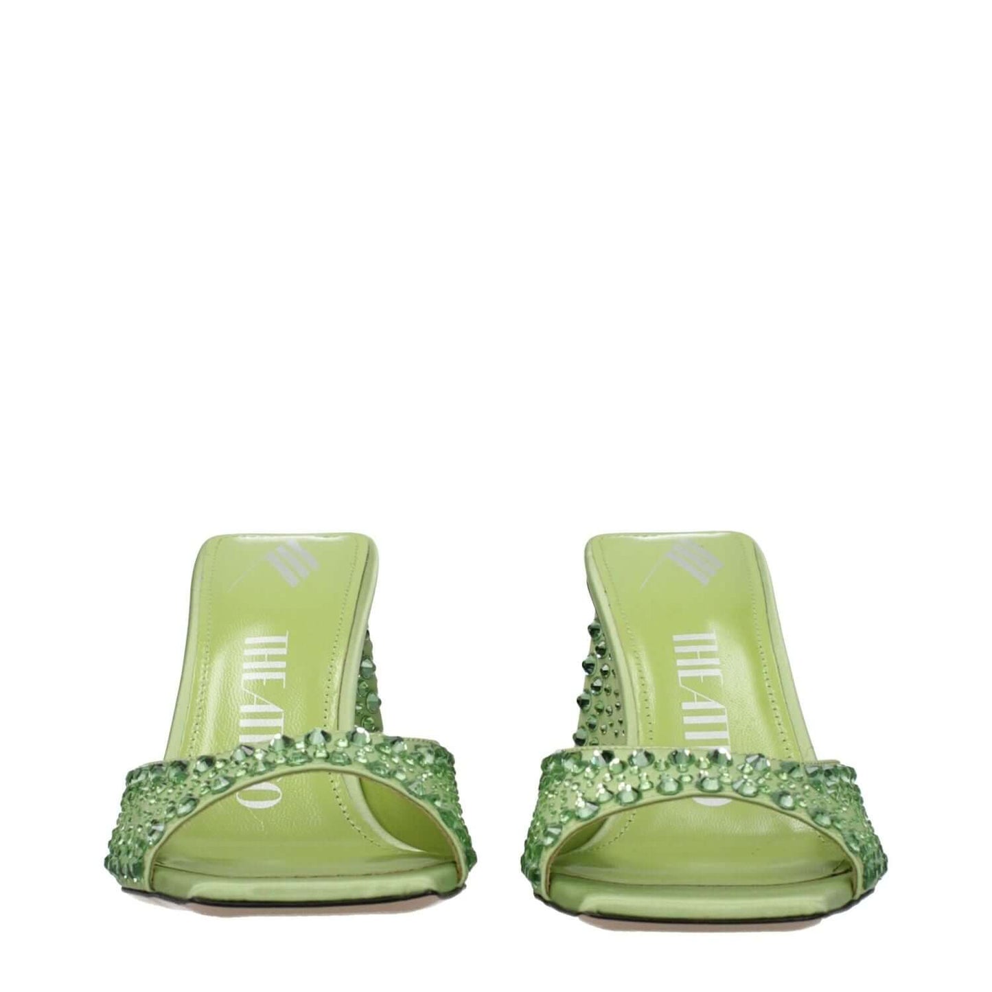 The Attico Green Satin Stiletto Heel Sandals