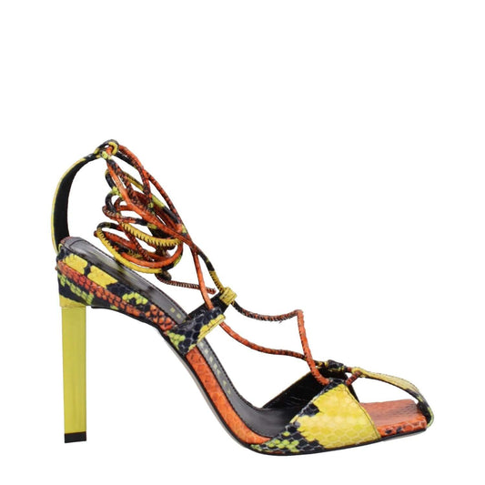 The Attico Orange Leather Stiletto Heel Sandals