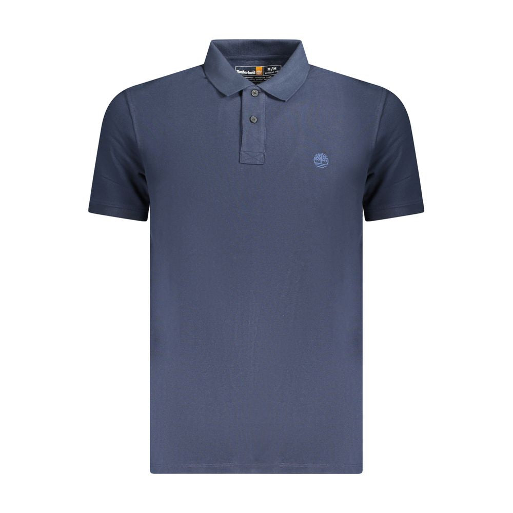 Timberland Blue Cotton Men Polo Shirt with iconic logo embroidery, made from 100% organic cotton for comfort and style.