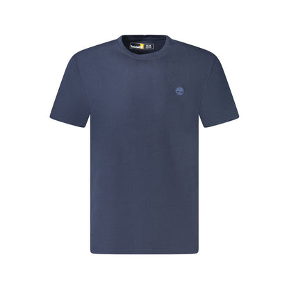 Timberland Blue Cotton T-Shirt with short sleeves, crew neck, and embroidered logo.