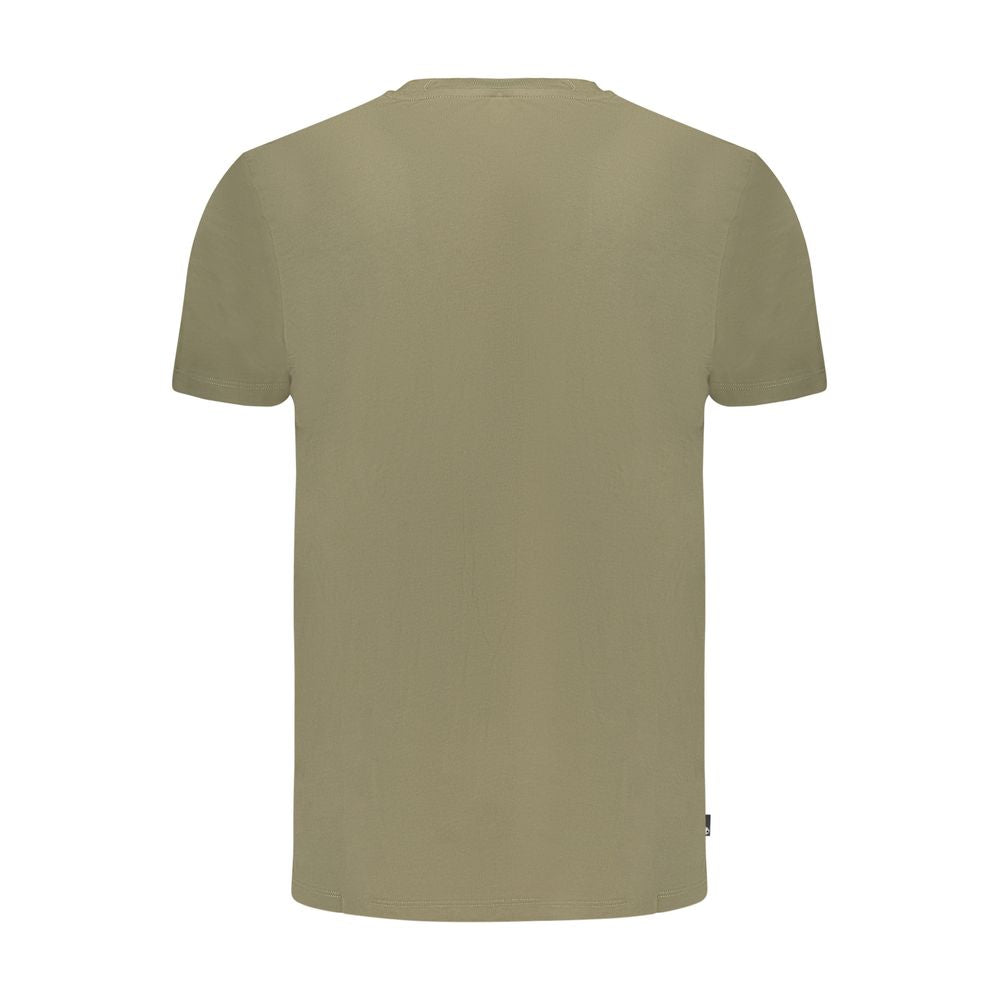 Back view of Timberland Green Cotton Men T-Shirt with short sleeves and classic crew neck.